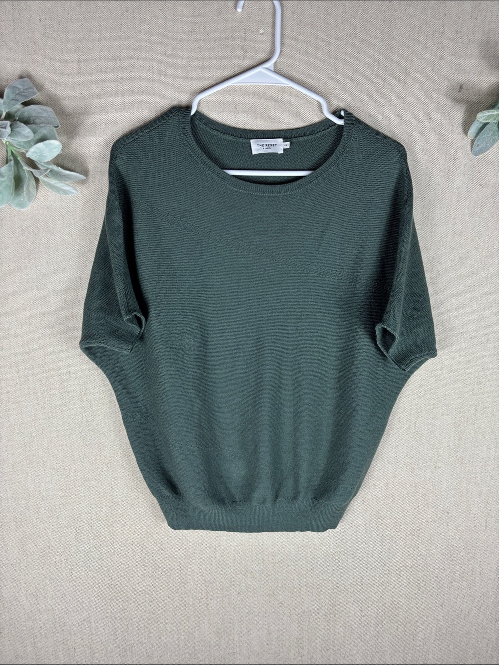 The Reset R Label > Forest Green Short Sleeve Wool Knit Top Extra Small